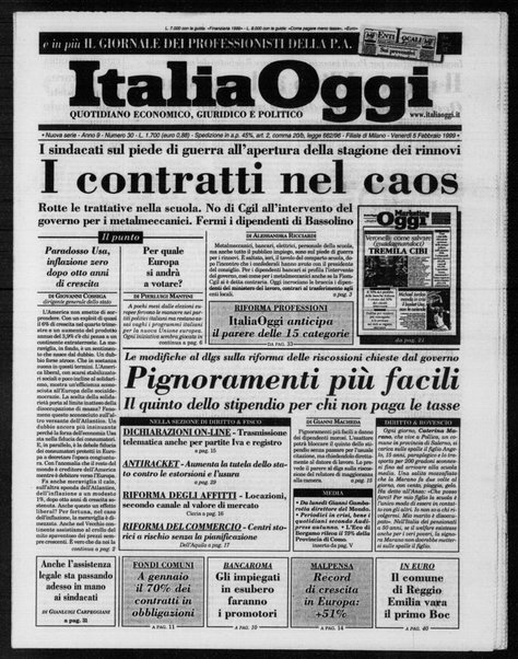 Italia oggi : quotidiano di economia finanza e politica